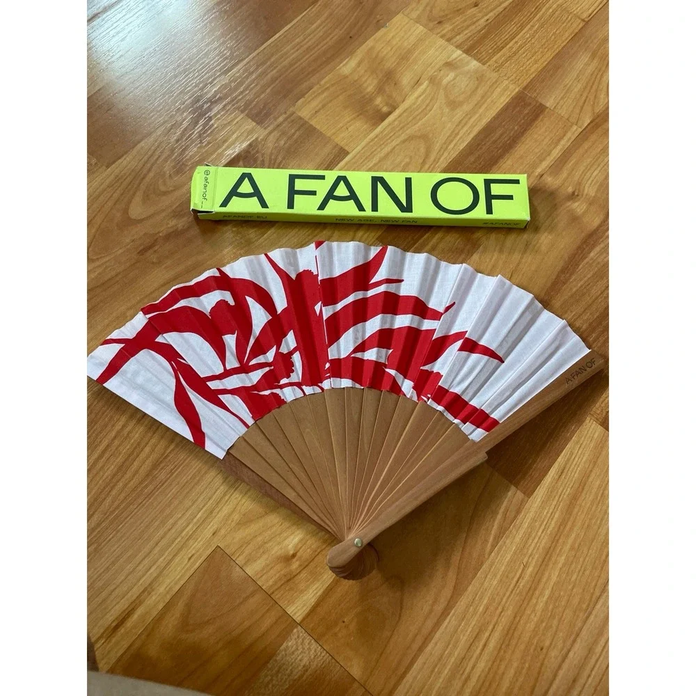 Red and white Hand Fan‎